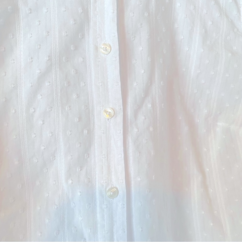 Talbots White Clip Dot Button Down Top, XS - Picture 3 of 8